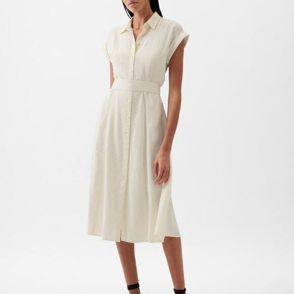 GAP Dresses & Skirts - NWT Gap Button Front Midi Linen Blend Dress